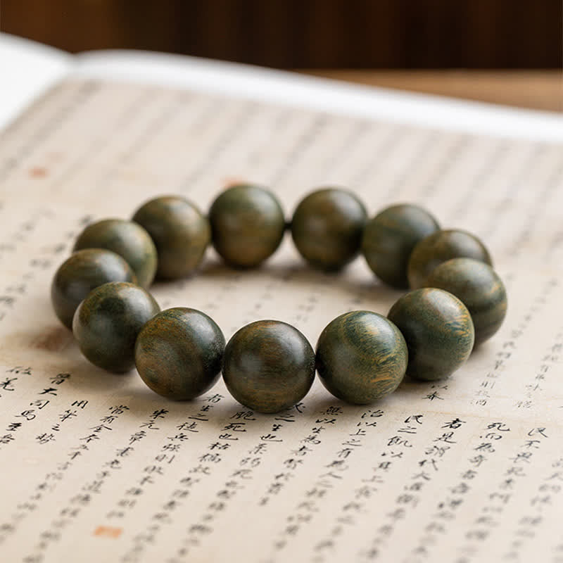 Buddha Stones Tibetan Green Sandalwood Soothing Cure Bracelet - image 0