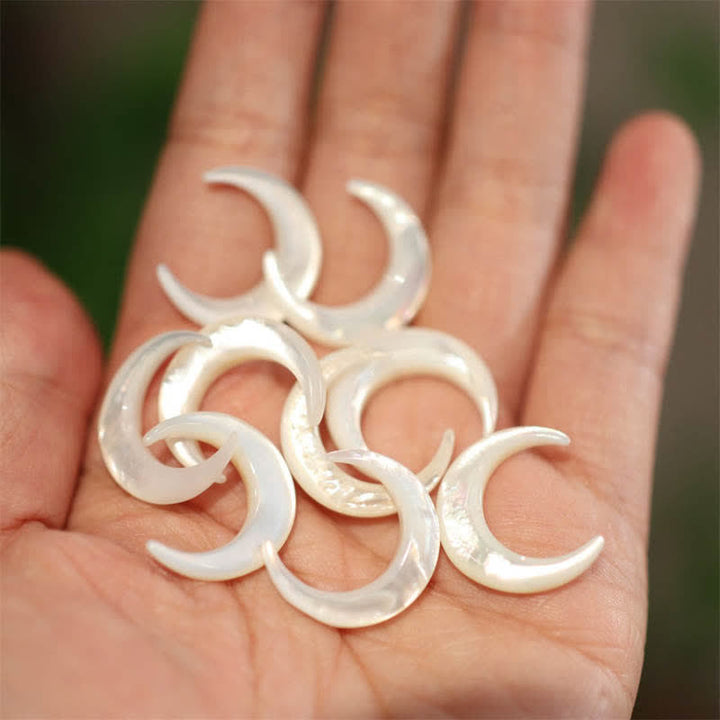 Buddha Stones Natural Tridacna Stone Crescent Moon Blessing Necklace Pendant - image 7