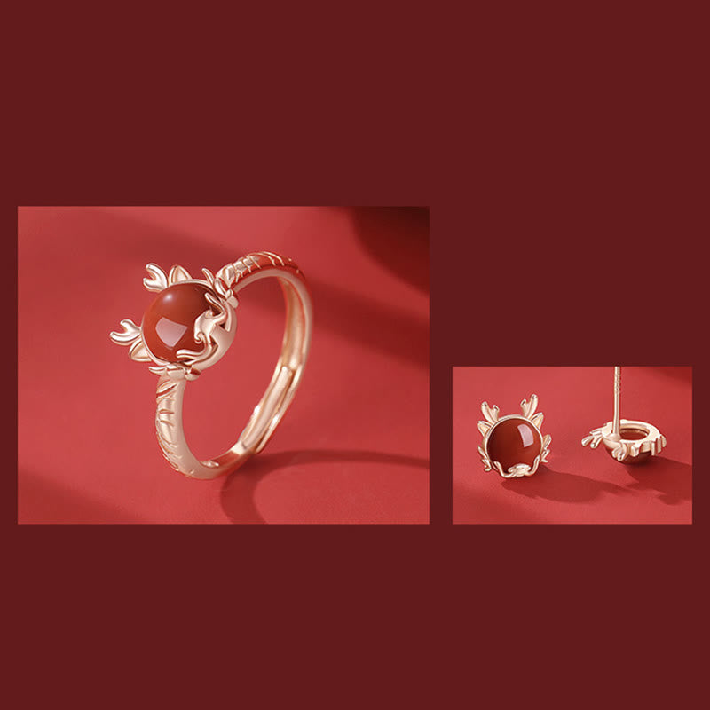 ❗❗❗A Flash Sale- Buddha Stones 925 Sterling Silver Year of the Dragon Cinnabar Red Agate Dragon Protection Bracelet Necklace Pendant Earrings Ring - image 15