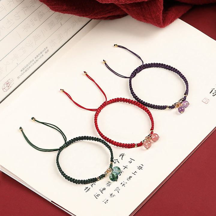 Buddha Stones Natural Strawberry Quartz Amethyst Green Phantom Bead Positive Bracelet - image 1