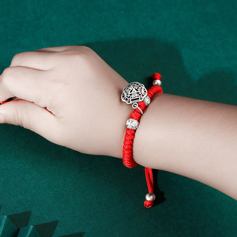 Buddha Stones 925 Sterling Silver Chinese Lock Charm Multicolored Red String Protection Handmade Braided Kids Bracelet - image 7