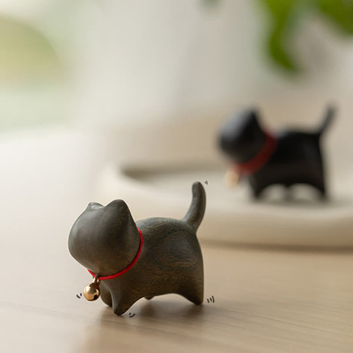 Buddha Stones Green Sandalwood Small Leaf Red Sandalwood Cute Cat Animals Soothing Peace Decoration - image 5