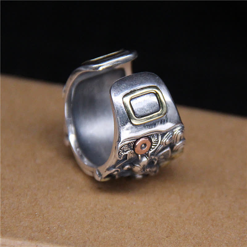 Buddha Stones 925 Sterling Silver Fengshui Kui Cattle Protection Adjustable Ring - image 9