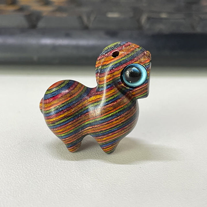 Buddha Stones Small Leaf Red Sandalwood Green Sandalwood Lucky Mini Horse Protection Decoration - Colorful Wood Horse(Small Size 33*26*14mm) (Random Texture) - image 15