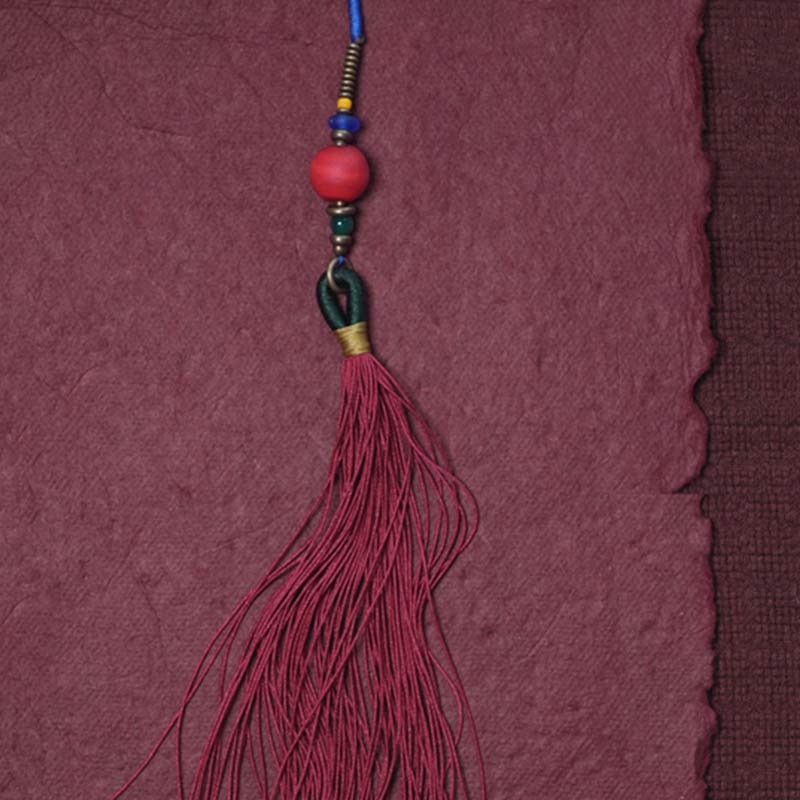 Buddha Stones 108 Mala Beads Bodhi Seed Dzi Bead Peace Tassel Bracelet - image 11