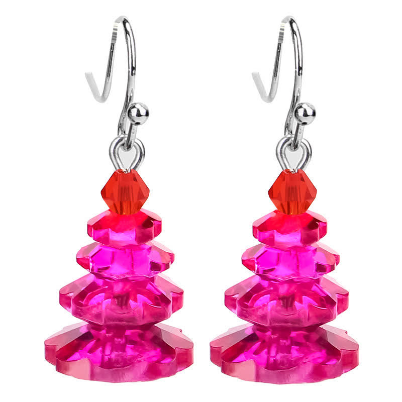 Various Crystals Christmas Tree Amethyst Peace Healing Drop Earrings - Rose Red - image 17
