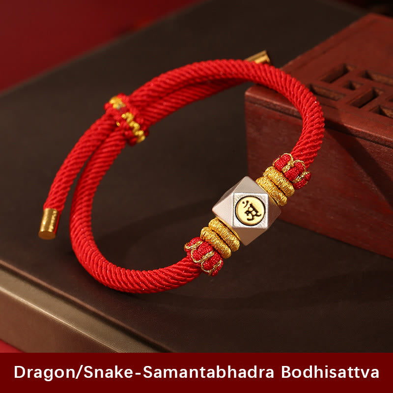 Buddha Stones 999 Sterling Silver Chinese Zodiac Natal Buddha Red Rope Luck Strength Handcrafted Kids Bracelet - Dragon/Snake-Samantabhadra Bodhisattva(Bracelet Size 12cm-16cm) - image 15