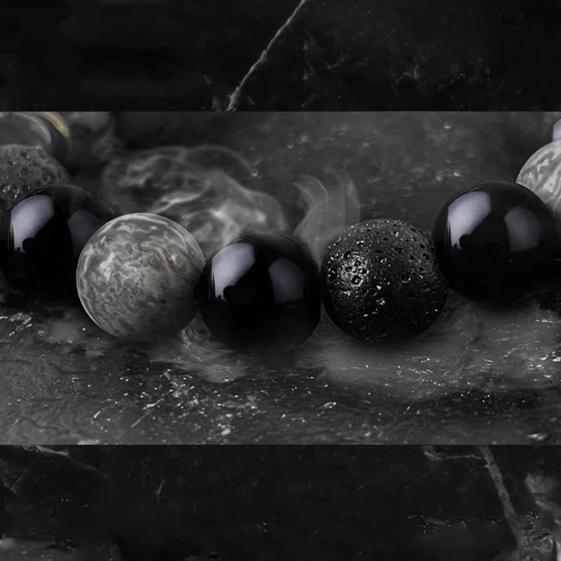 Buddha Stones "All the Best for Strength and Grounding" Obsidian Bracelet Includes Gift Message Card - image 13