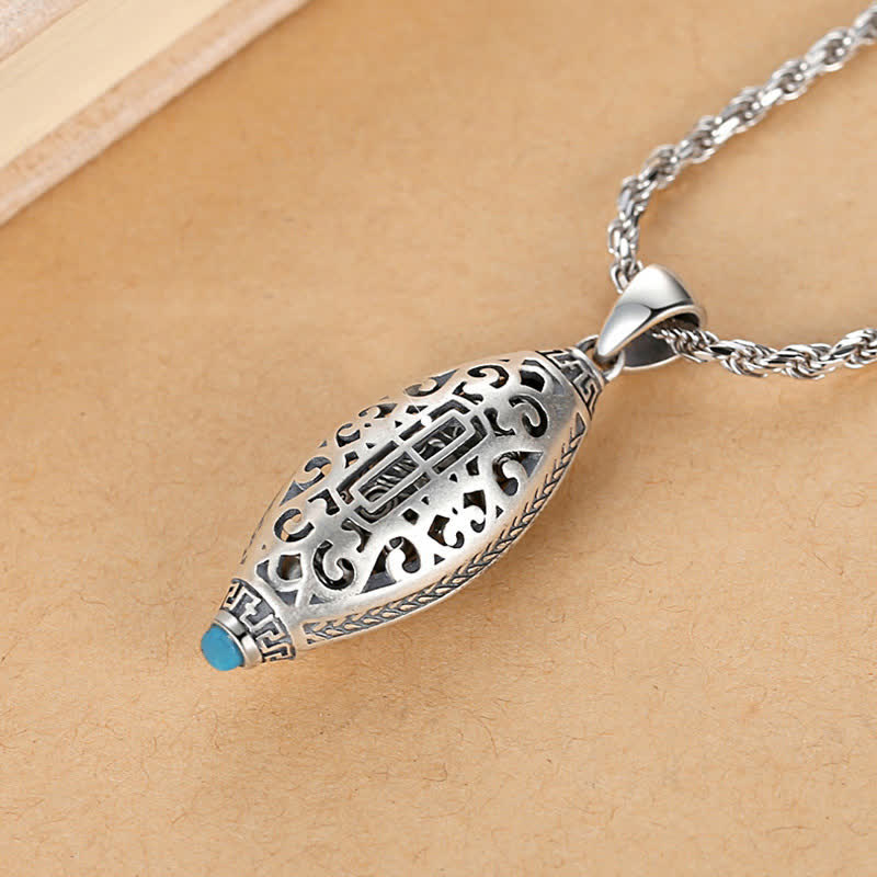 Buddha Stones Tibet Om Mani Padme Hum Protection Necklace Rotatable Pendant - image 4