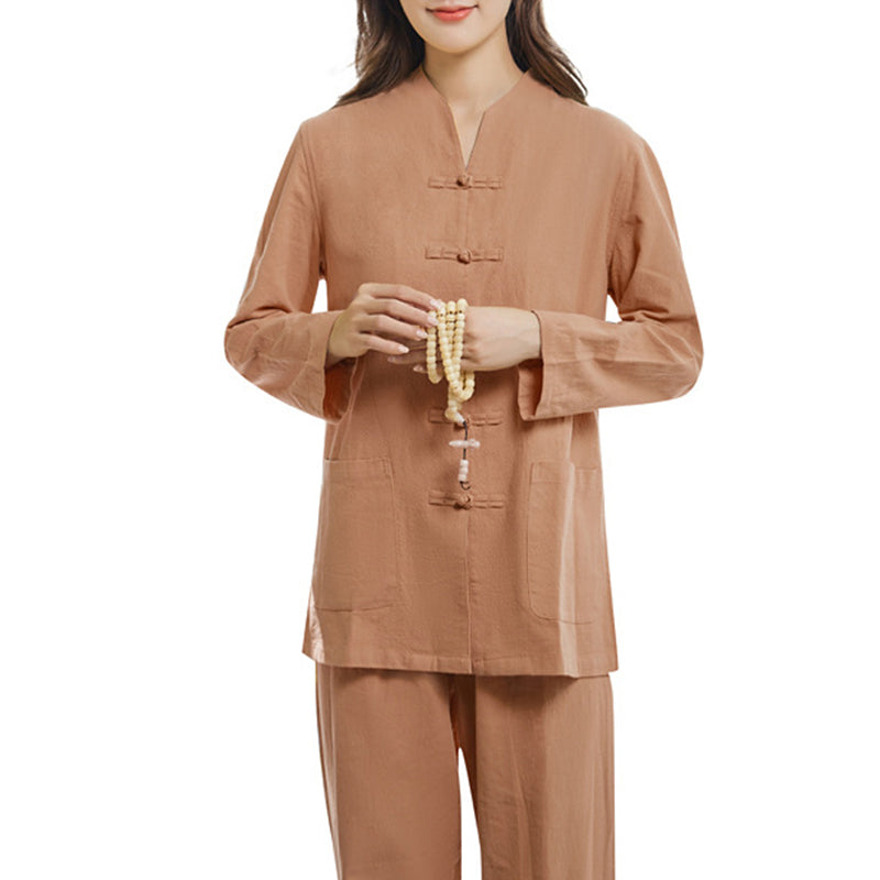 Buddha Stones Spiritual Zen Practice Yoga Meditation Prayer Uniform Cotton Linen Clothing Women's Set - image 14