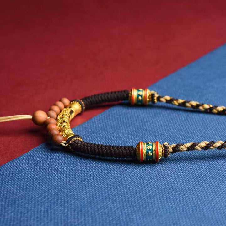 Buddha Stones Tibetan Handmade King Kong Knot Om Mani Padme Hum Prayer Wheel String Necklace Pendant - image 5