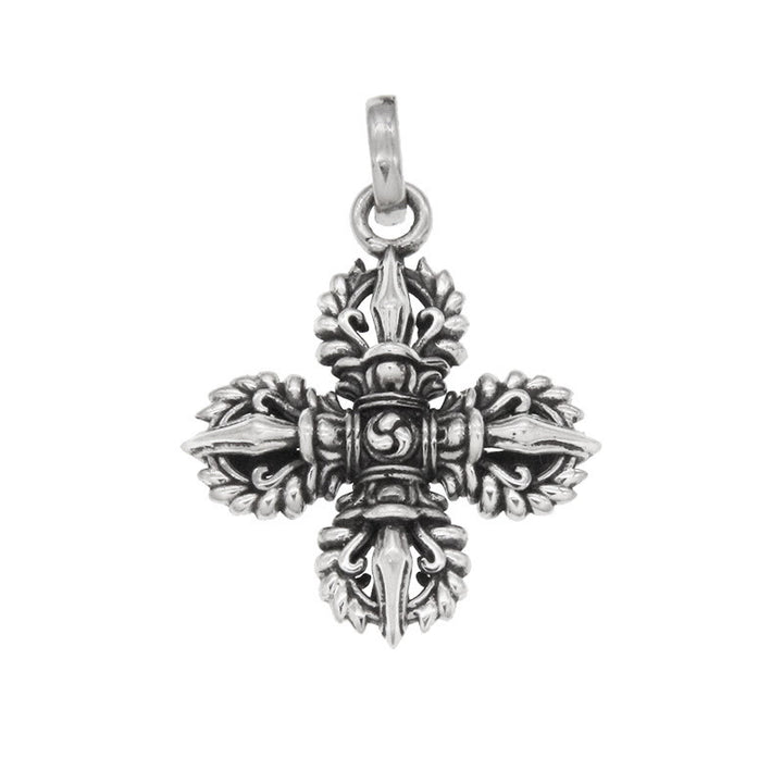Buddha Stones 925 Sterling Silver Double Dorje Vajra Spiritual Strength Necklace Pendant - 925 Sterling Silver Double Dorje(Pendant Only) - image 1