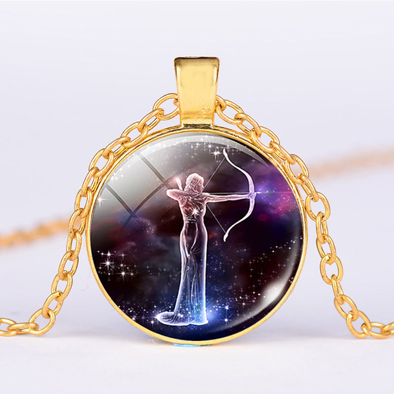 12 Constellations of the Zodiac Moon Starry Sky Protection Blessing Necklace Pendant - image 0