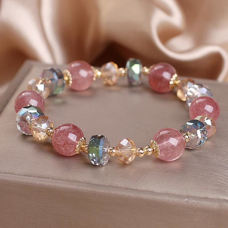 Buddha Stones Natural Strawberry Quartz Colorful Crystal Positive Bracelet - image 4