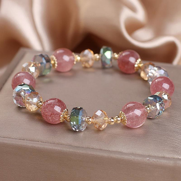 Buddha Stones Natural Strawberry Quartz Colorful Crystal Positive Bracelet - image 4