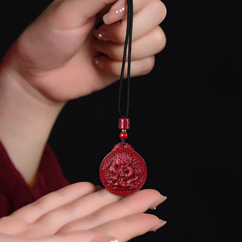 Buddha Stones Year of the Dragon Natural Cinnabar Dragon Protection Necklace Pendant - image 11