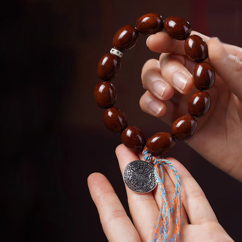 Buddha Stones Tibetan Natural Purple Gold Rat OM Chinese Zodiac Nine Palaces Eight Diagrams Charm Wealth Bracelet - image 1