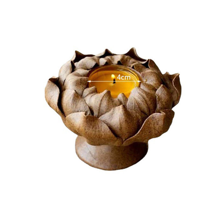 Buddha Stones Lotus Flower Ceramic Candle Holder Incense Burner Home Offering Decoration - image 12