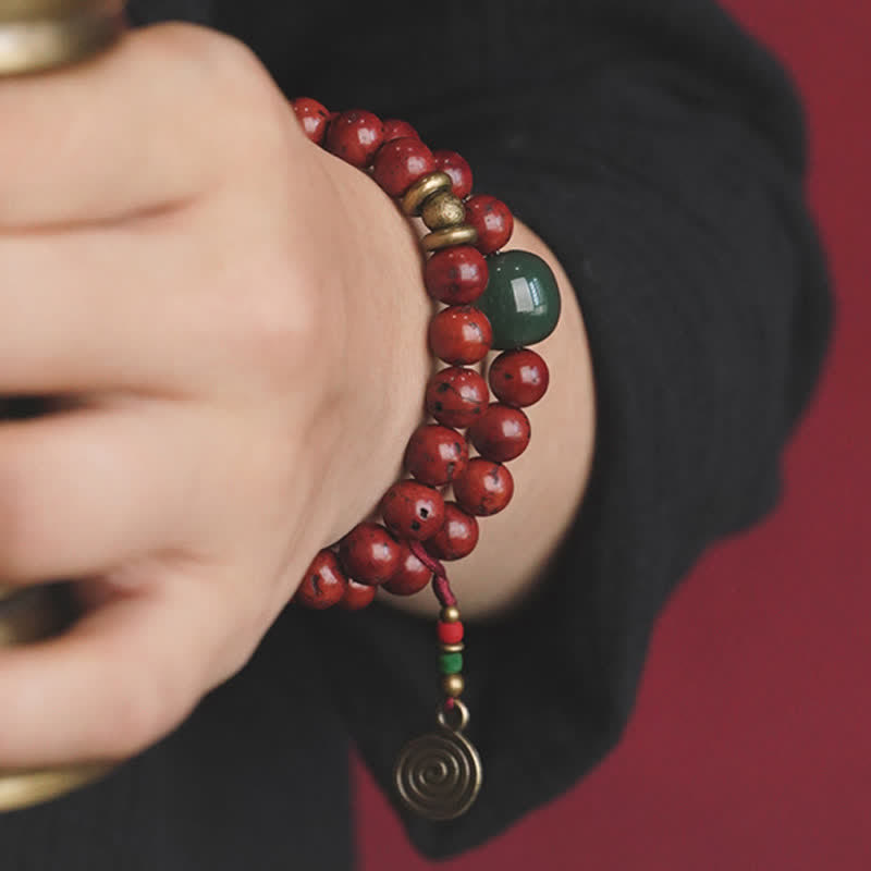 Buddha Stones Bodhi Seed Cyan Jade Copper Peace Luck Bracelet - image 3