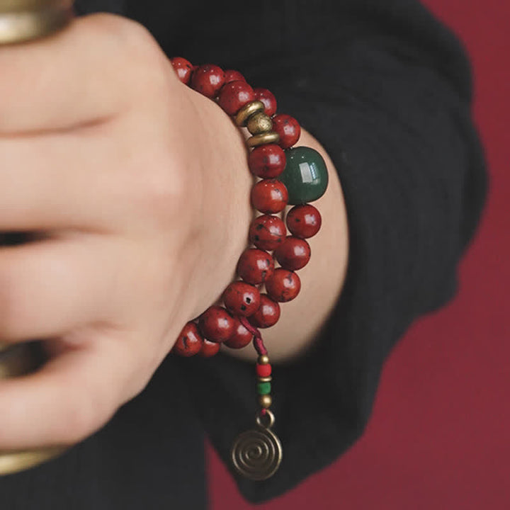 Buddha Stones Bodhi Seed Cyan Jade Copper Peace Luck Bracelet - image 3
