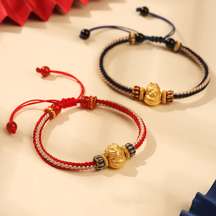 Buddha Stones 925 Sterling Silver Baby Dragon Luck Strength Handmade Braided Bracelet - image 2