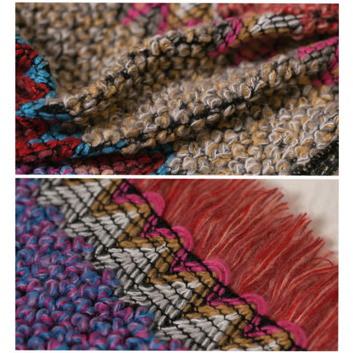 Buddha Stones Tibetan Shawl Knitting Warm Cloak Tibetan Tassel Scarf - image 19
