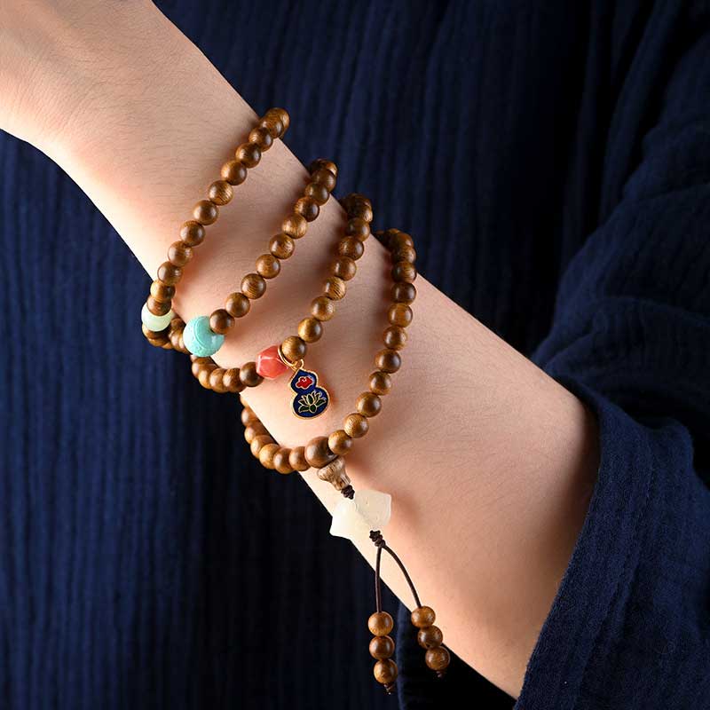 Buddha Stones Tibetan Rosewood Protection Calm Bracelet Mala - image 5