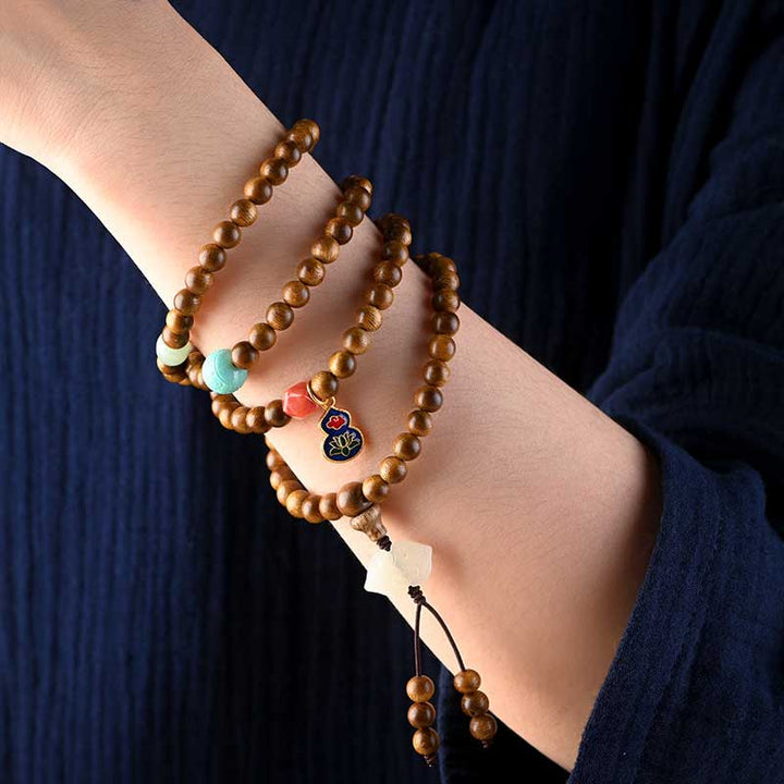 Buddha Stones Tibetan Rosewood Protection Calm Bracelet Mala - image 5