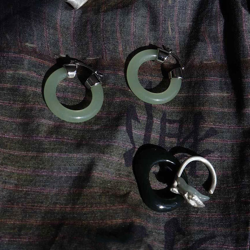 Buddha Stones Round Jade White Jade Prosperity Earrings - image 6