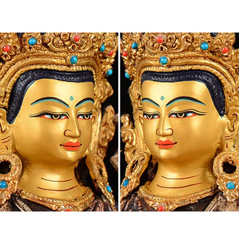 Bodhisattva Chenrezig Four-armed Avalokitesvara Protection Copper Statue Decoration - image 10