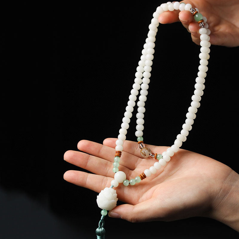 Buddha Stones White Bodhi Seed Mala 108 Beads Protection Bracelet - image 2