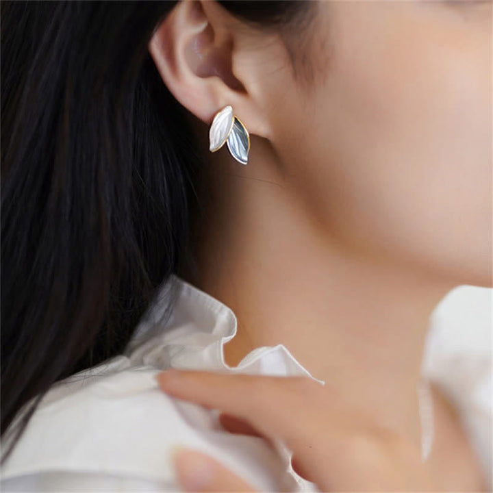 Leaf Design Luck Stud Earrings - image 2