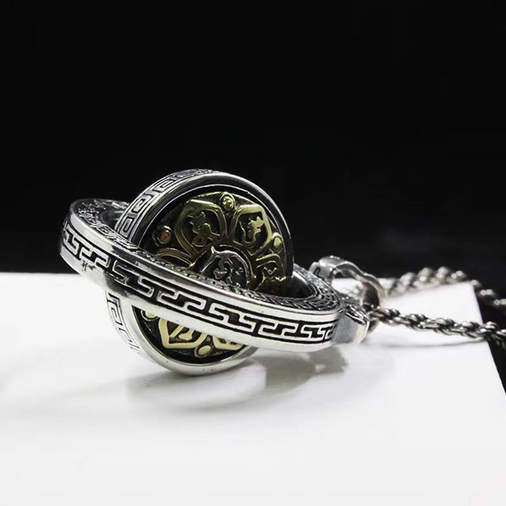 Buddha Stones Tibetan Om Mani Padme Hum Double Dorje Vajra Rotatable Purity Peace Necklace Pendant - image 2