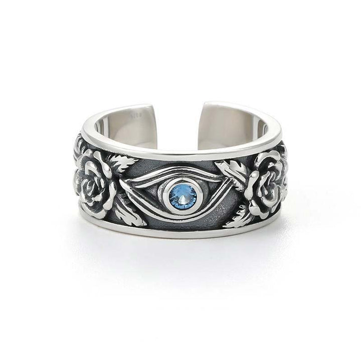 Buddha Stones Eye Of Horus Crystal Protection Adjustable Ring - image 0