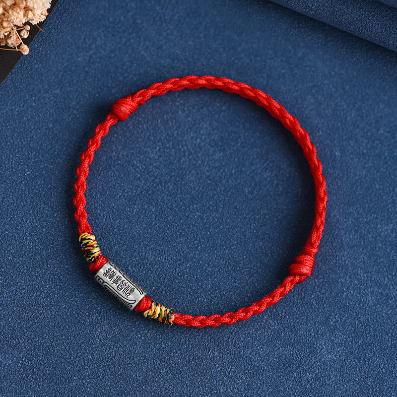Buddha Stones Handcrafted 925 Sterling Silver Everything Goes Well Design Protection Strength Bracelet Anklet - Anklet(Circumference 18-30cm) - Red Rope - image 21