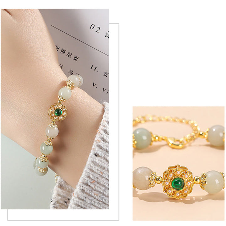 Buddha Stones Natural Jade Prosperity Bead Chain Bracelet - image 8