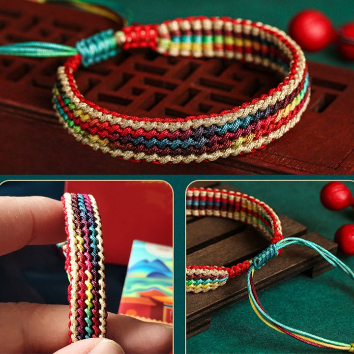 Buddha Stones Tibet Handmade Rainbow Multicolored Protection Braided String Bracelet - image 5