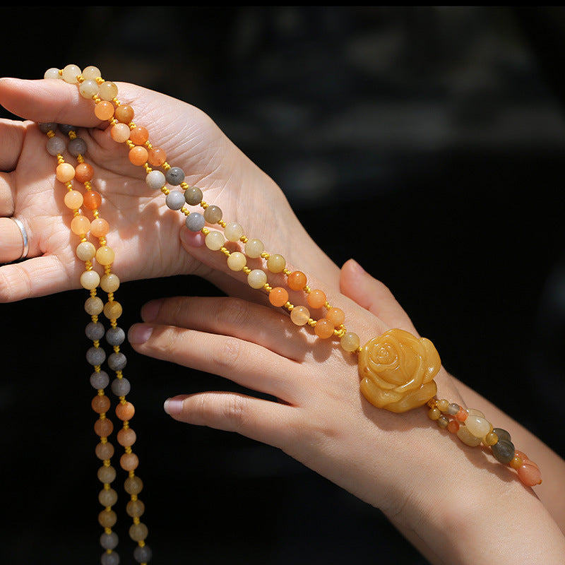 Buddha Stones Tibetan Golden Silk Jade Wealth Pendant Necklace - image 1