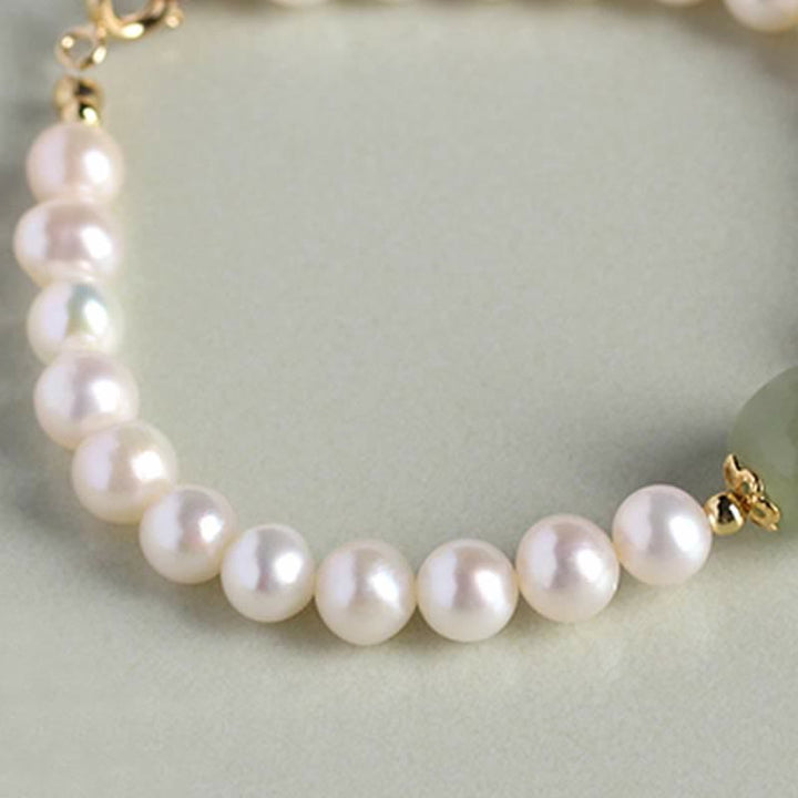 Buddha Stones Natural Pearl Hetian Jade Happiness Healing Bead Bracelet - image 6