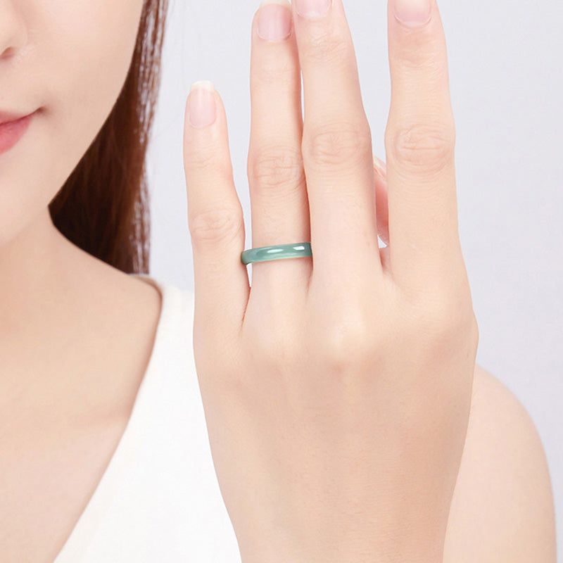 Buddha Stones Natural Jade Prosperity Protection Ring - image 3