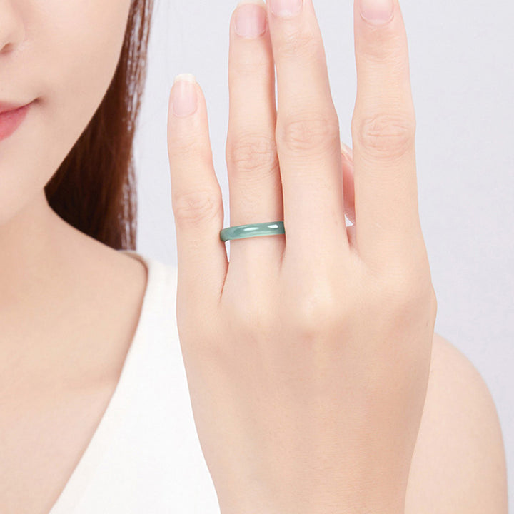 Buddha Stones Natural Jade Prosperity Protection Ring - image 3