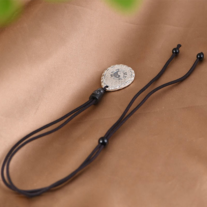 Buddha Stones Vintage 999 Sterling Silver Yin Yang Bagua Water Drop Design Balance Harmony Necklace Pendant - image 5