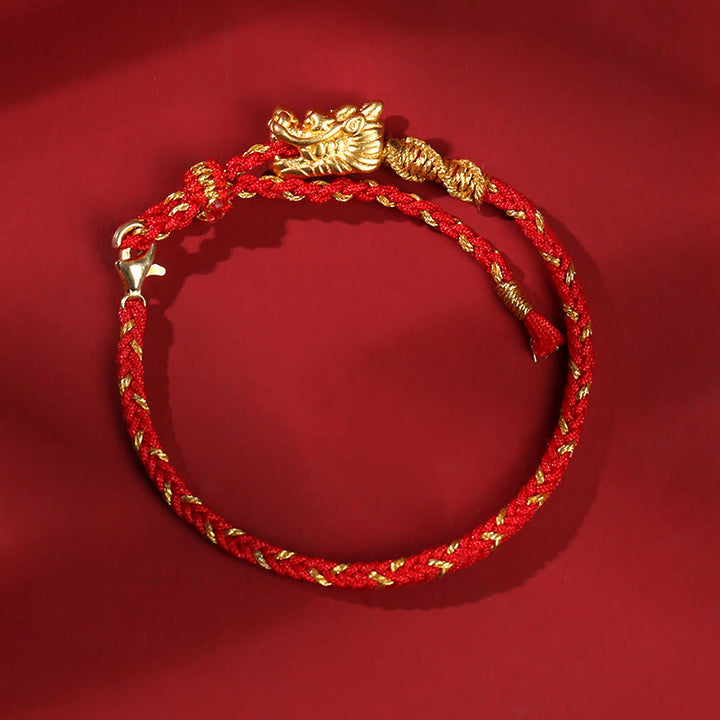 Buddha Stones 999 Sterling Silver Handcrafted Dragon Luck Eight Thread Knot Red String Braided Bracelet - Dragon(Protection♥Success)(Bracelet Size 13-19cm) - image 7
