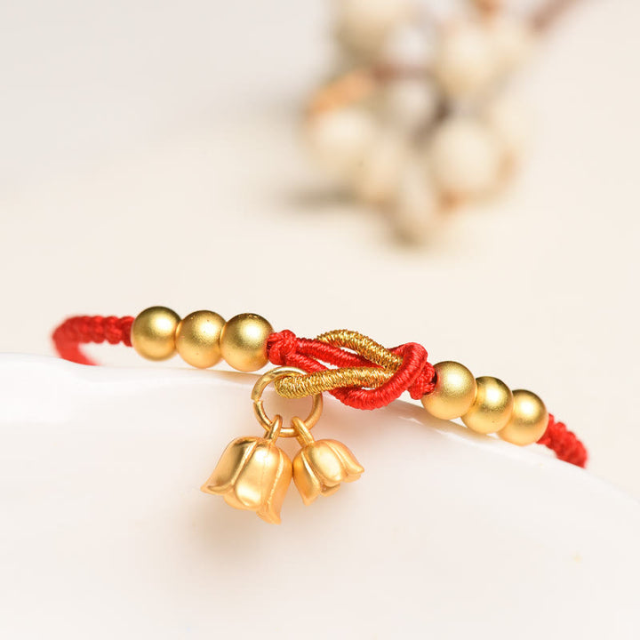 Buddha Stones Handcrafted Lily Of The Valley Flower Charm Design Luck Protection Braided Bracelet - image 3