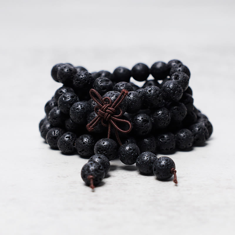 Buddha Stones 108 Natural Lava Rock Beads Prayer Mala Bracelet Necklace - image 3