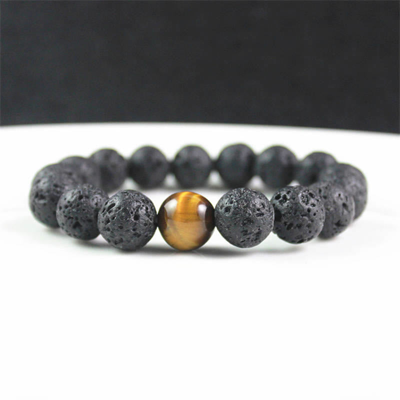 Buddha Stones Lava Rock Tiger Eye Stone Peace Healing Bracelet - image 1