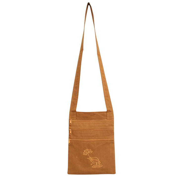 Spiritual Mind Practice Lotus Embroidered Cotton Shoulder Bag Crossbody Bag - Yellow Lotus Flower Spiritual Practice Bag - image 2