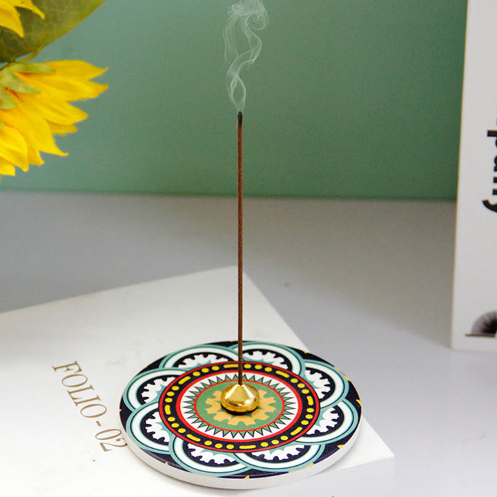 Buddha Stones Colorful Pattern Ceramic Blessing Stick Incense Burner - image 15