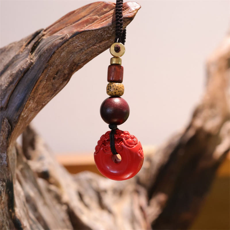 Buddha Stones Natural Cinnabar PiXiu Peace Buckle Blessing Car Key Chain - PiXiu(Wealth♥Luck) - image 0
