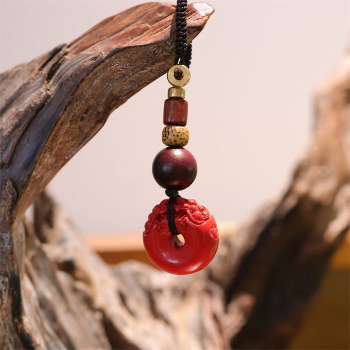 Buddha Stones Natural Cinnabar PiXiu Peace Buckle Blessing Car Key Chain - PiXiu(Wealth♥Luck) - image 0